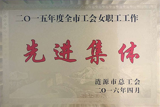 2016年被涟源市总工会评为“2015年度全市工会女职工工作先进集体”